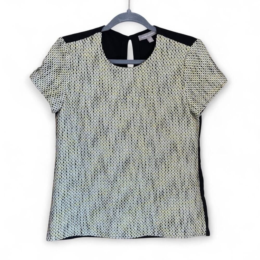 Banana Republic Tweed Yellow Black Short Sleeved Top Sz S